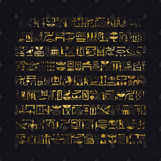 Golden Egyptian hieroglyphs by Nartissima